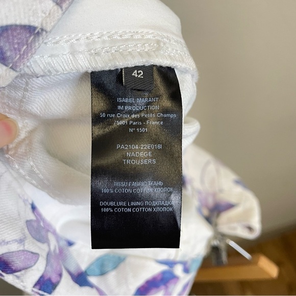 Isabel Marant Floral High Rise‎ Straight Leg Jeans Ecru Size 42/10 - Picture 10 of 13